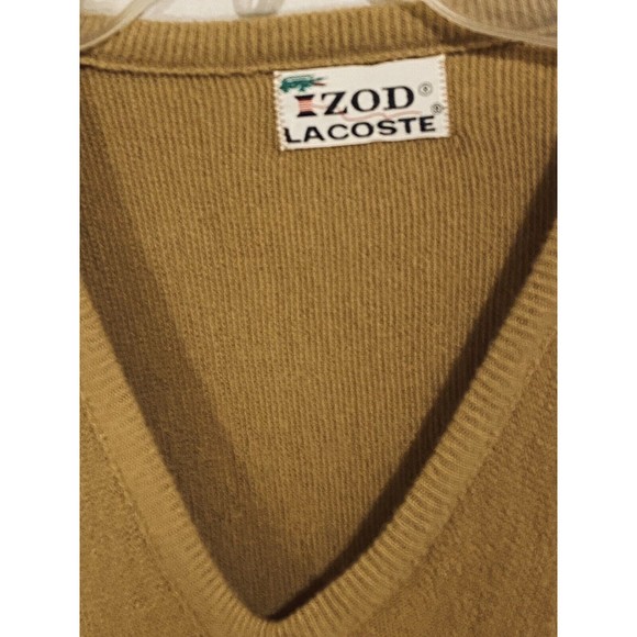 Vintage 80s Lacoste Izod V Neck Sweater Mens L Alligator Logo USA Made - ILGWU - Picture 2 of 12
